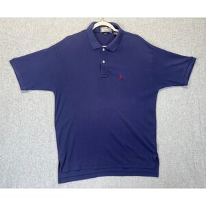 Ivanhoe Mens Navy Blue Short Sleeve Polo Shirt Red Logo XL